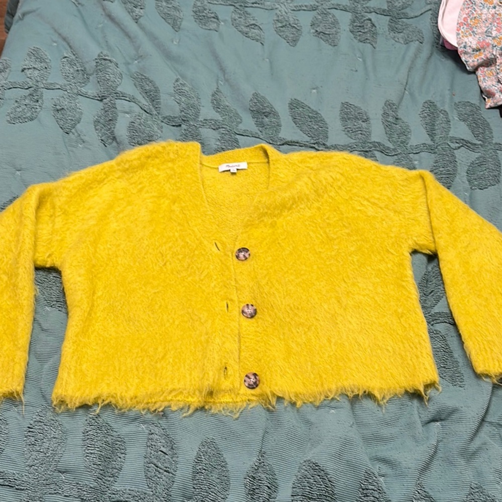 Madewell Yellow Textured Cardigan Sweater